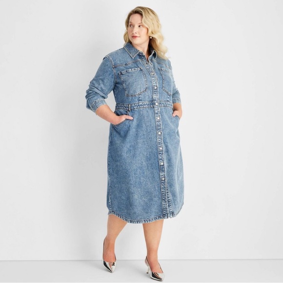 Plus size Future Collective Denim Blue Women's Dress size 22. New with tags. - Picture 1 of 16